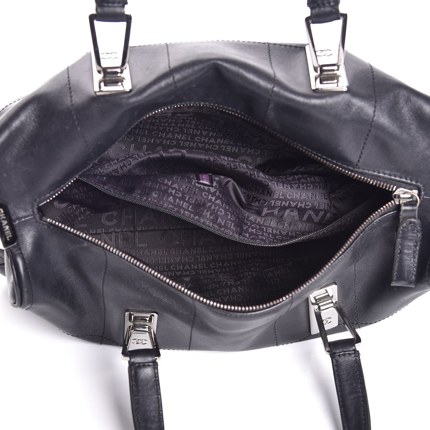 Calfskin Square Stitched Tote Black