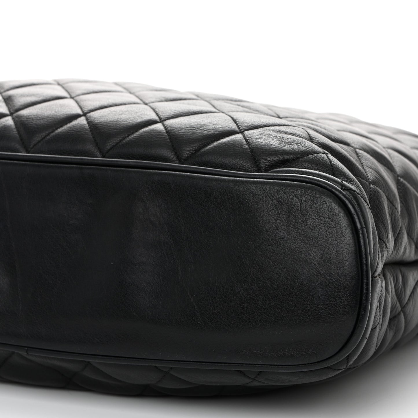 Lambskin Quilted Shopping Tote Black