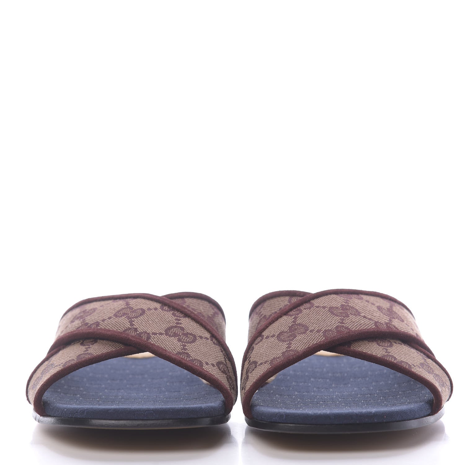 Gucci Canvas GG Monogram Womens Criss Cross Slide Sandals 37 Sahara Rubino Chardonnay 2 of 11