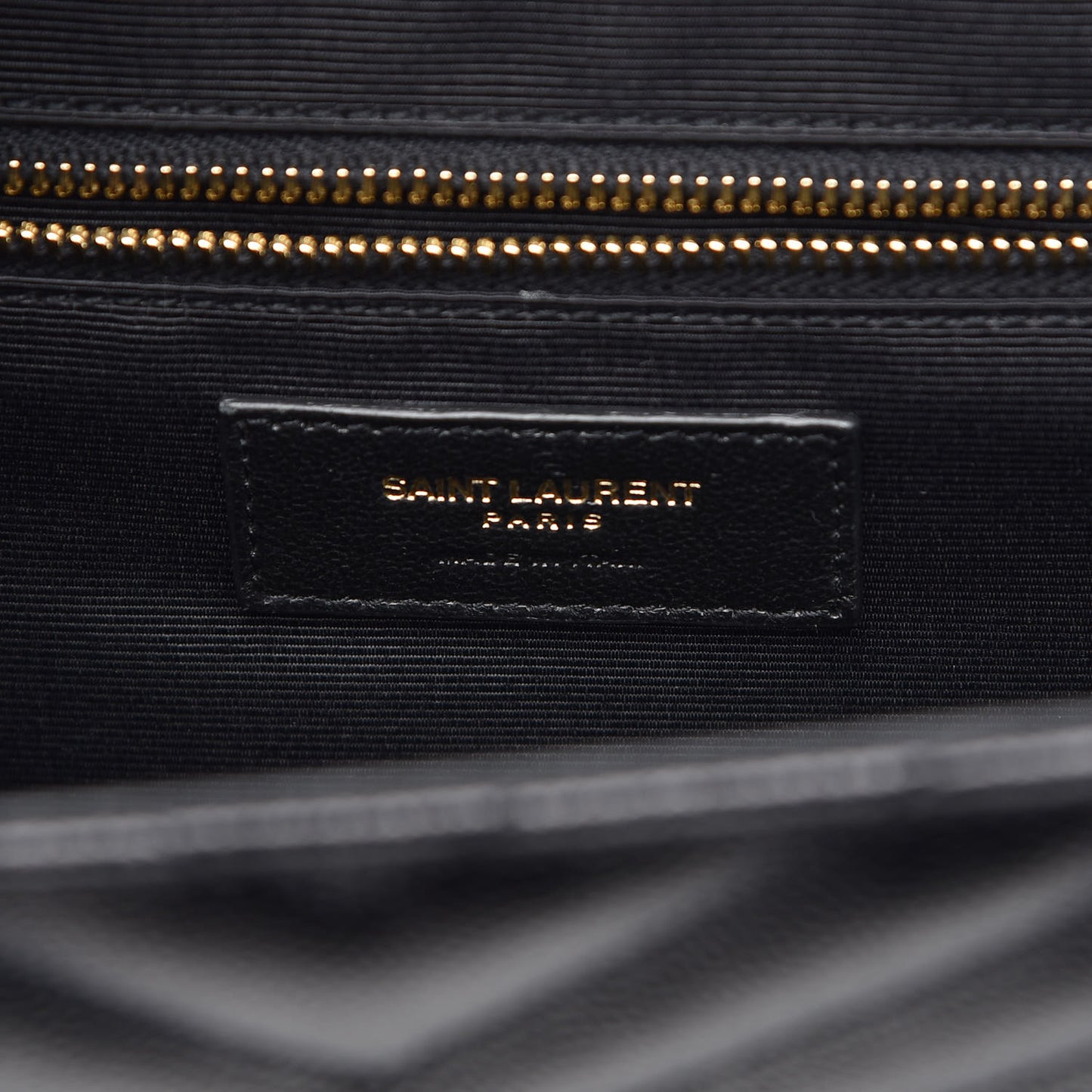 Grain De Poudre Matelasse Chevron Large Monogram Satchel Black