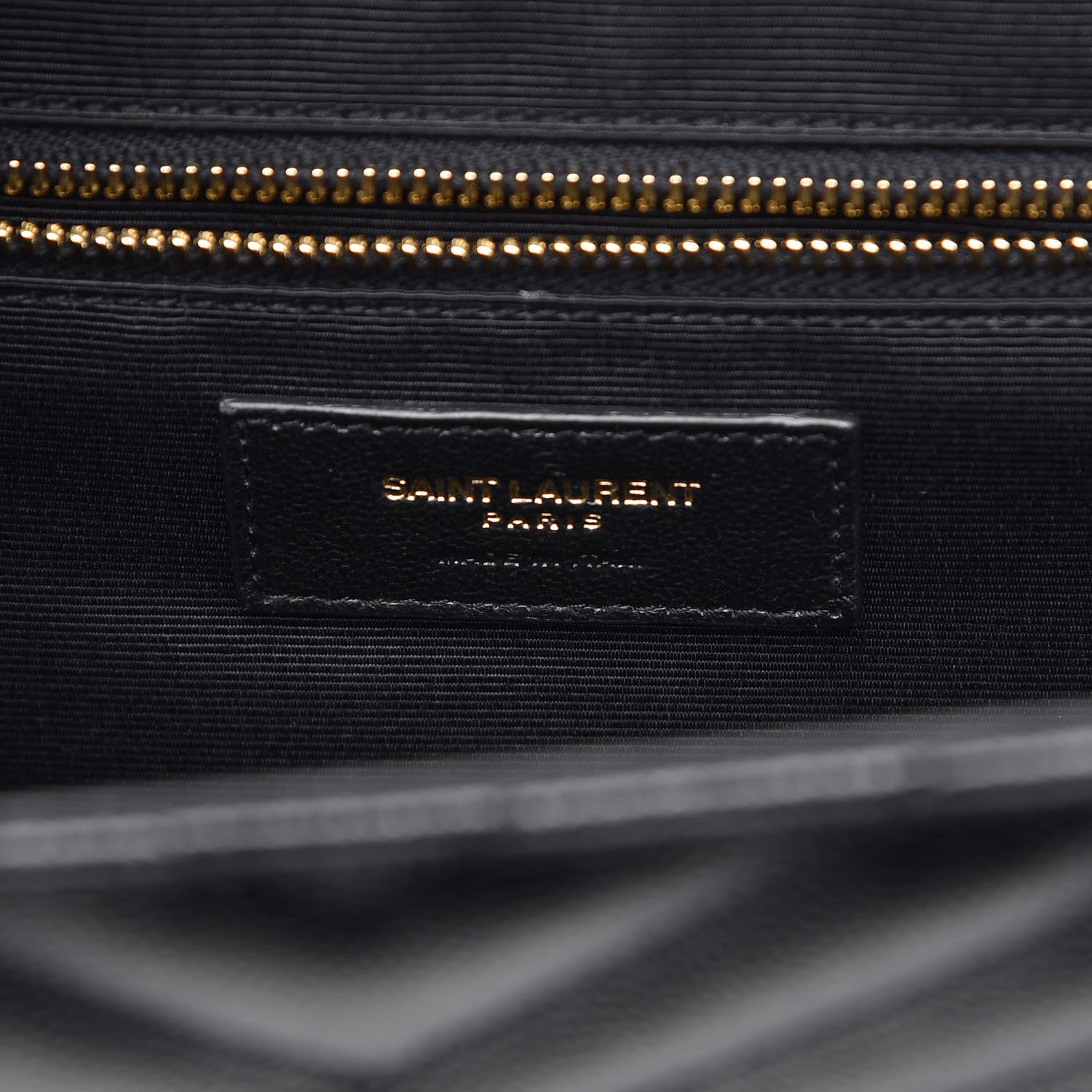 Saint Laurent Grain De Poudre Matelasse Chevron Large Monogram Satchel Black 6 of 8