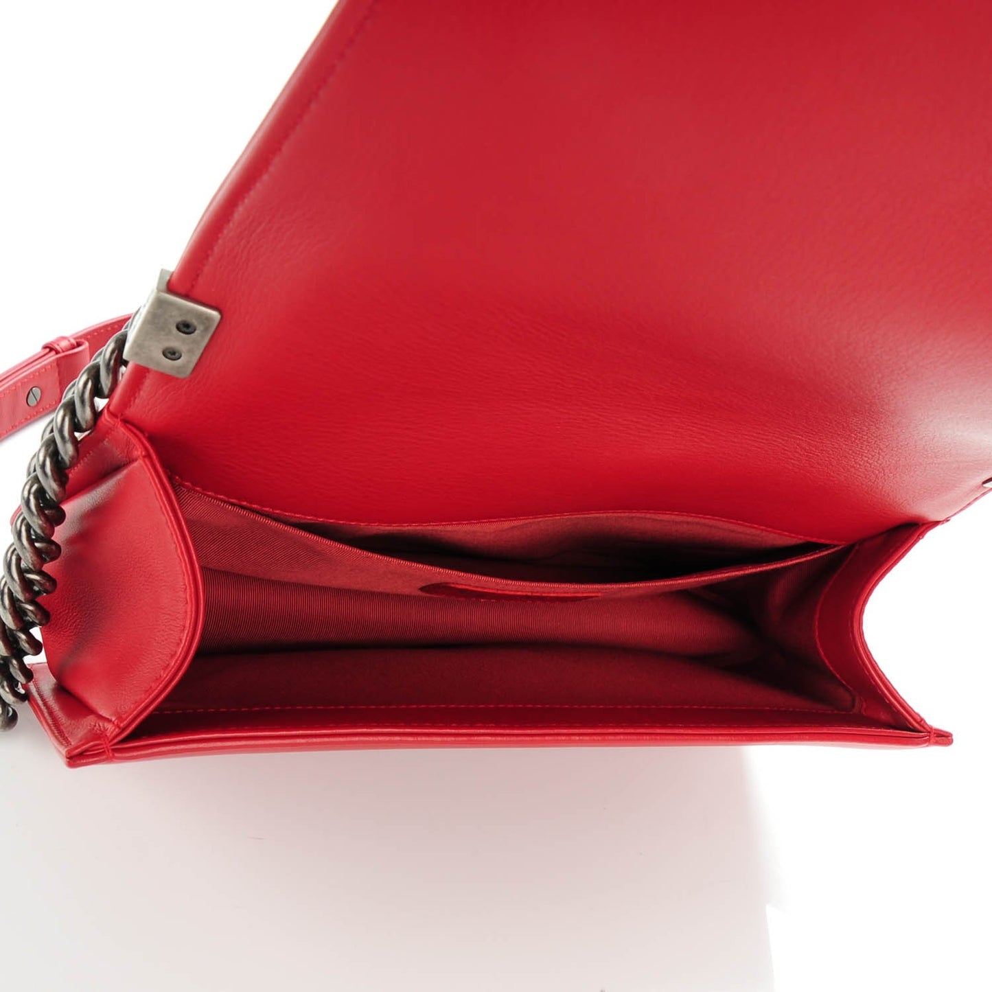 Calfskin Quilted Medium Boy Flap Red