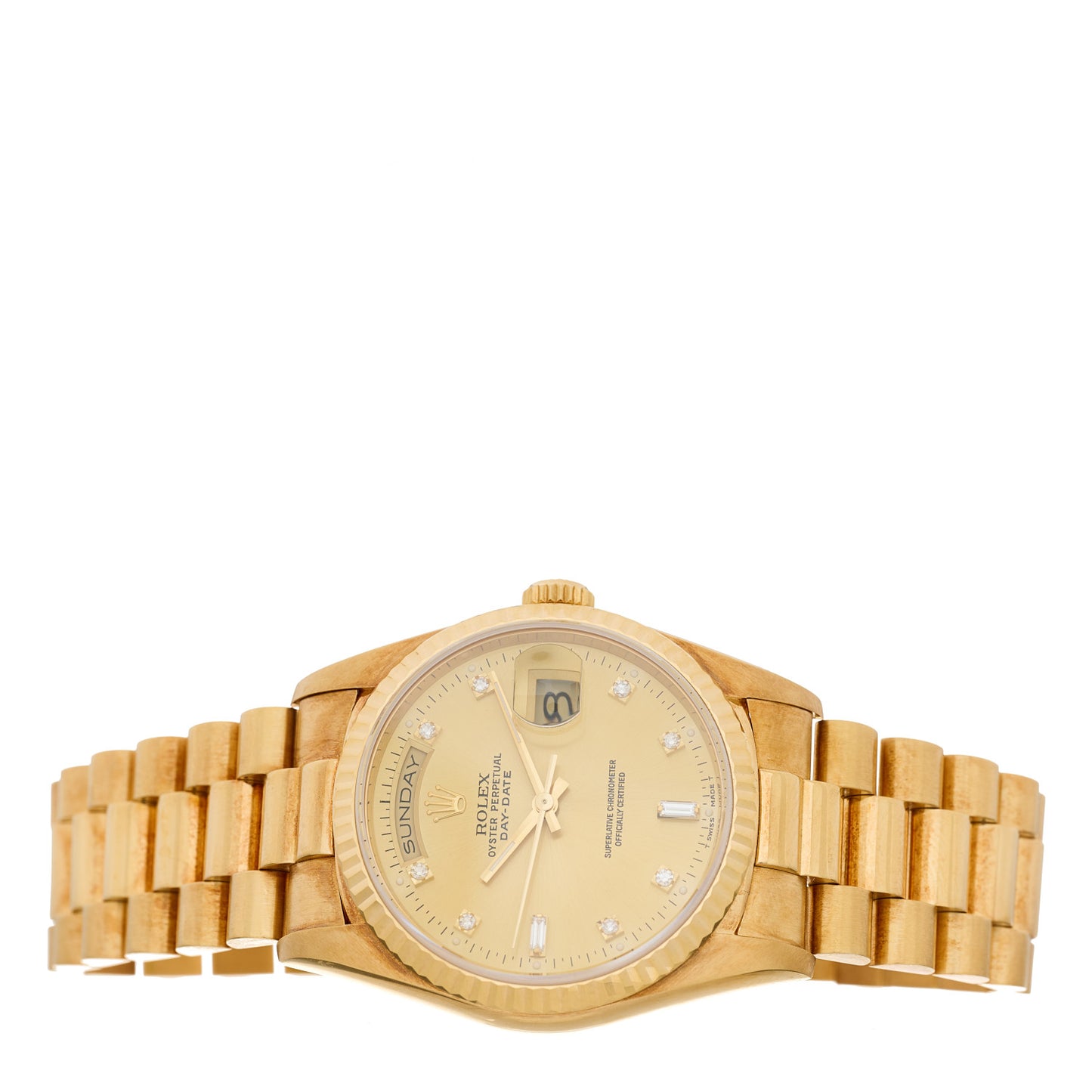 18K Yellow Gold Diamond 36mm Oyster Perpetual Day-Date President Watch Champagne 18238