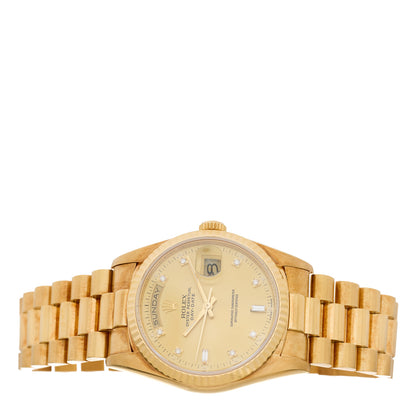 Rolex 18K Yellow Gold Diamond 36mm Oyster Perpetual Day-Date President Watch Champagne 18238 2 of 4