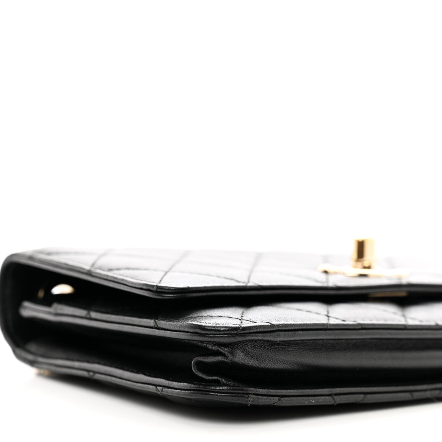 Lambskin Quilted Trendy CC Wallet On Chain WOC Black