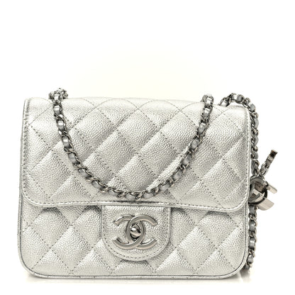 Chanel Metallic Caviar Quilted Mini Square CC Slide Flap Silver 1 of 12
