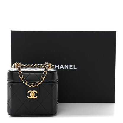 Chanel Lambskin Quilted Vanity Clutch With Chain Black 31 of 31