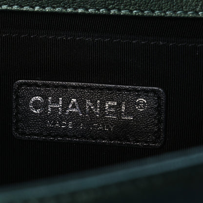 Chanel Iridescent Goatskin Quilted Medium Boy Flap Green 5 of 9