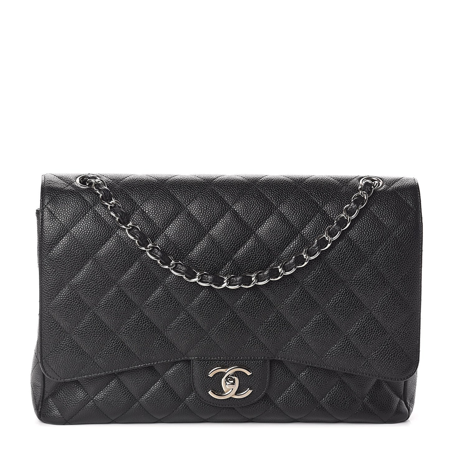 Caviar Quilted Maxi Double Flap Black