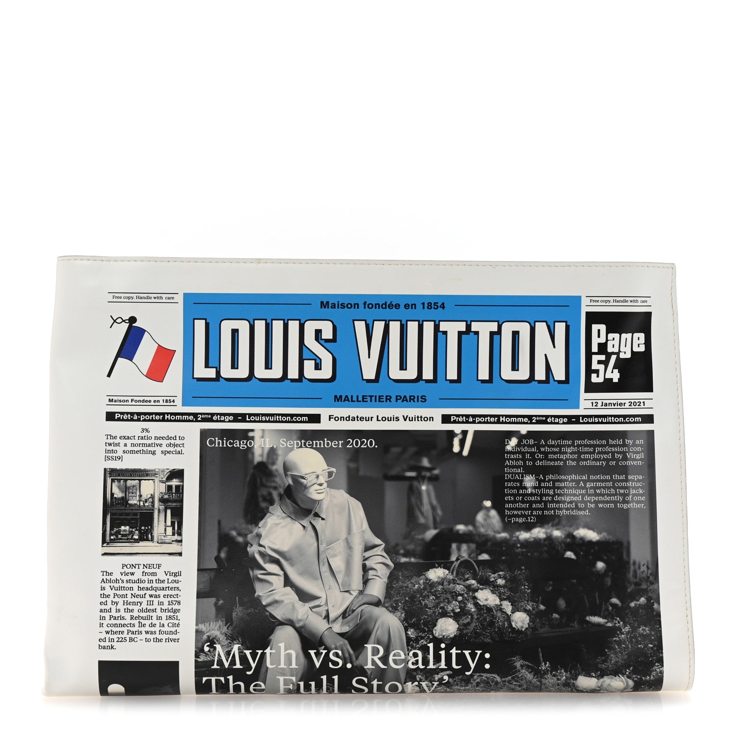 Louis Vuitton Calfskin Newspaper Print Pouch 1 of 6