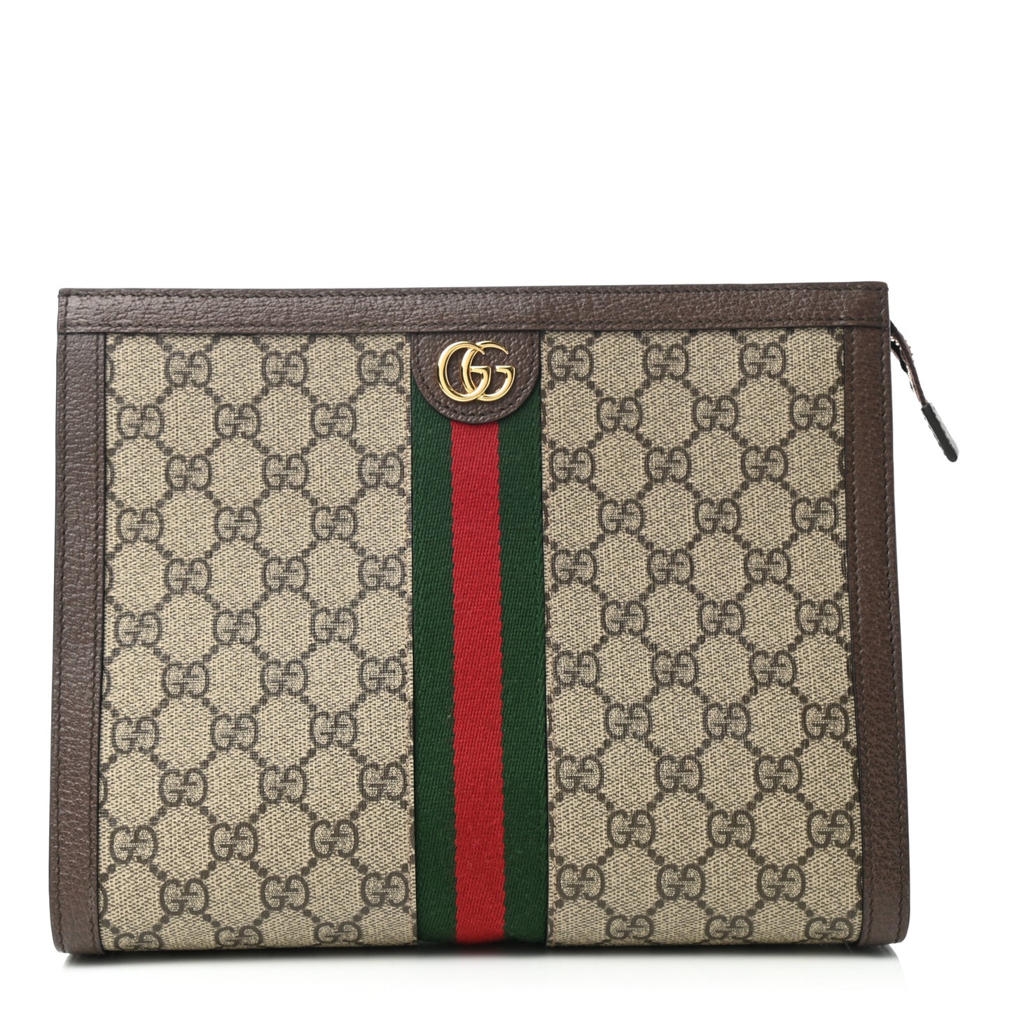 GG Supreme Monogram Web Ophidia Pouch Brown