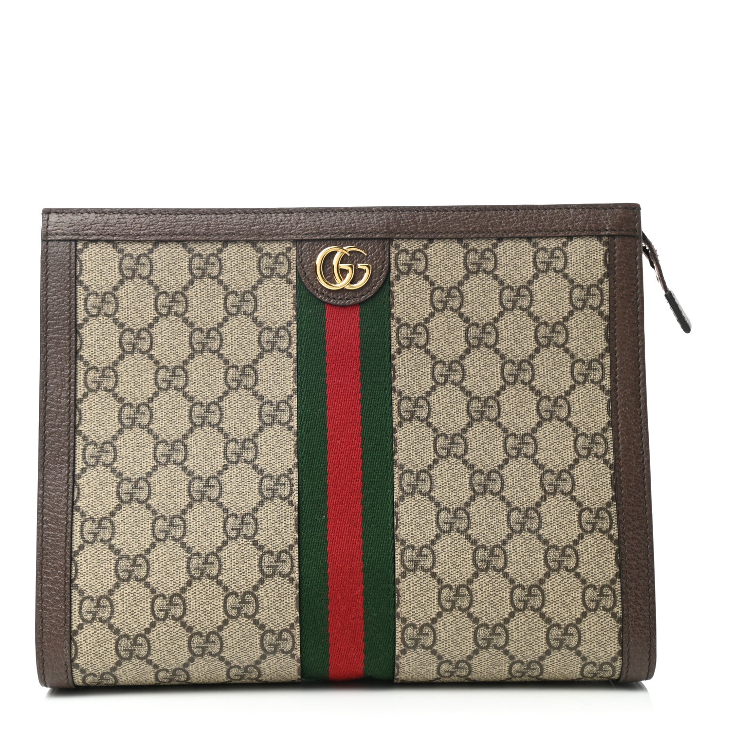 Gucci GG Supreme Monogram Web Ophidia Pouch Brown 1 of 7