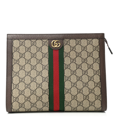 Gucci GG Supreme Monogram Web Ophidia Pouch Brown 1 of 7