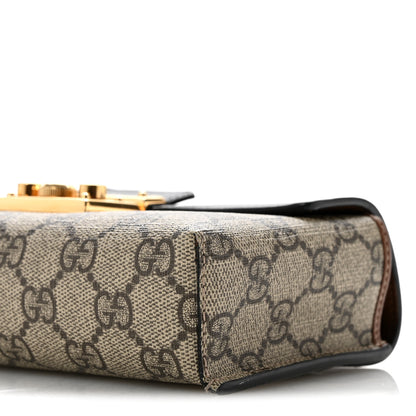 Gucci GG Supreme Monogram Calfskin Mini Padlock Top Handle Shoulder Bag Beige Black Cuir 9 of 14
