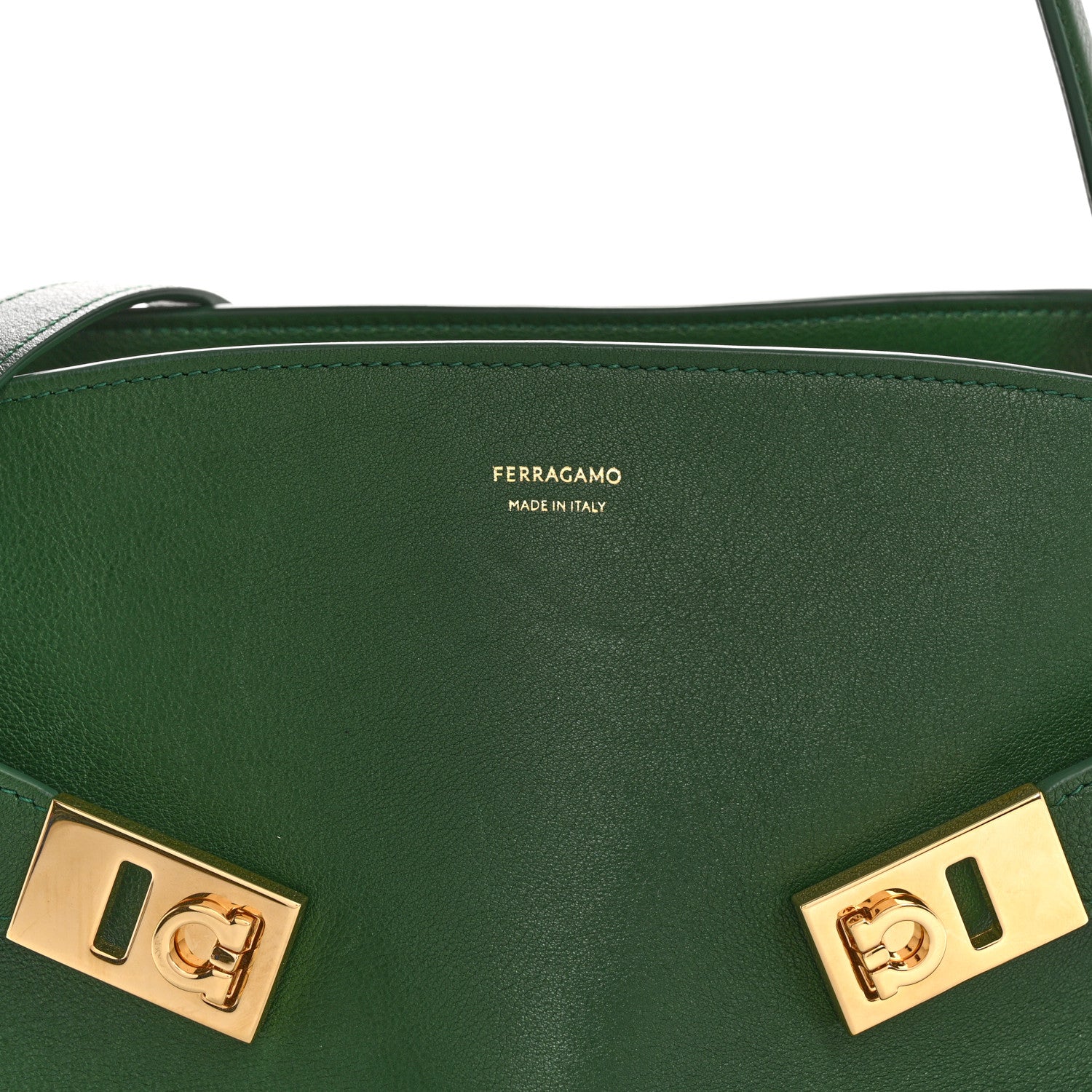 Salvatore Ferragamo Calfskin Medium Hug Soft Shoulder Bag Forest Green 8 of 11