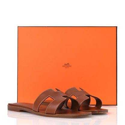 Hermes Box Calfskin Oran Sandals 36.5 Gold 13 of 13
