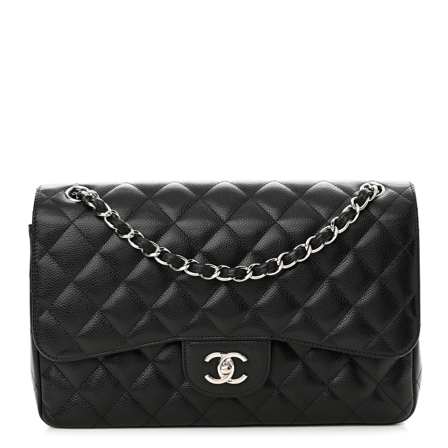 Caviar Quilted Jumbo Double Flap Black