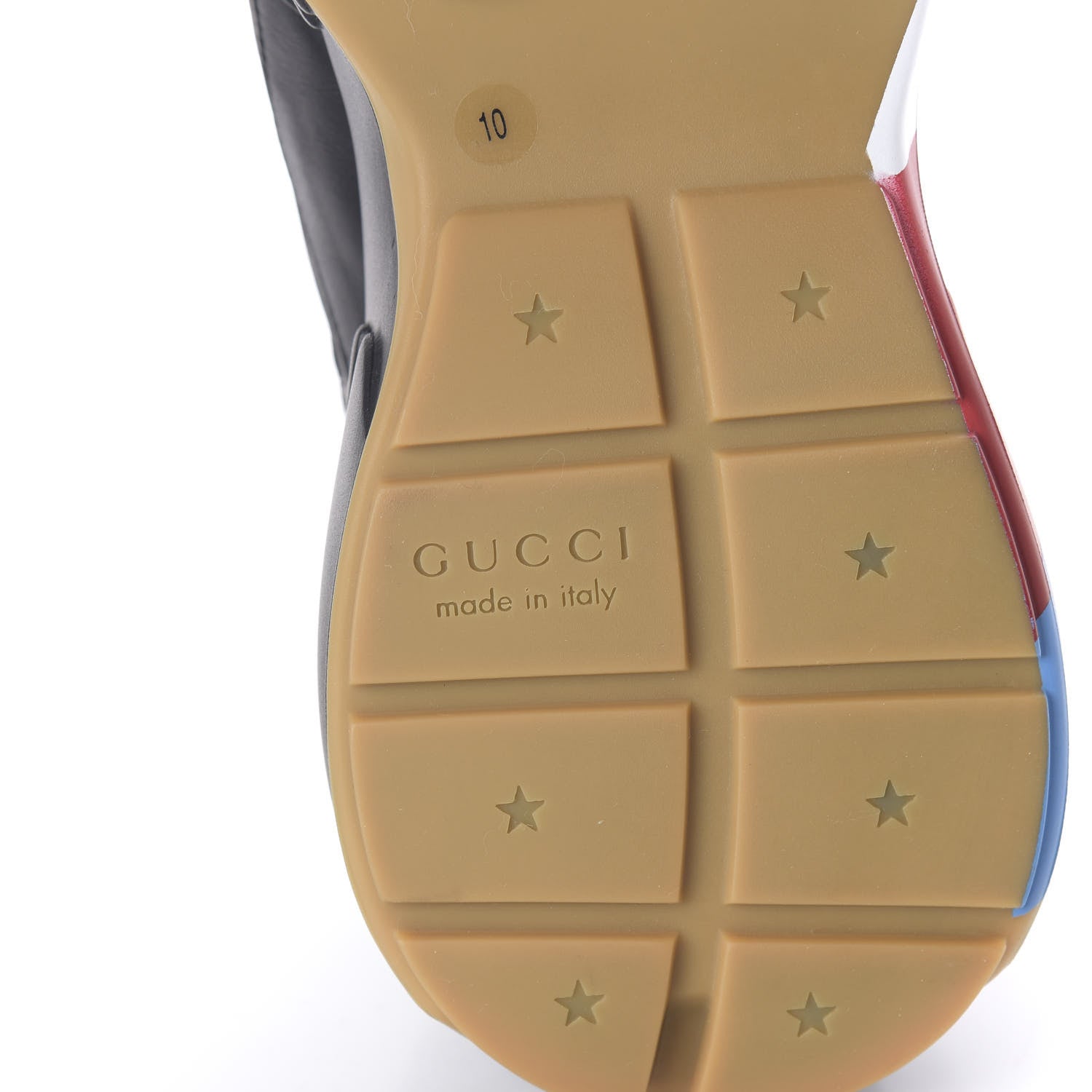 Gucci Calfskin Web Printed Mens Rhyton Sneakers 10 Black 6 of 10