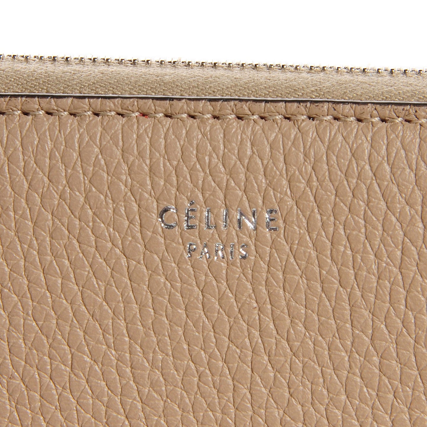 Drummed Calfskin Zip Around Organizer Wallet Dune