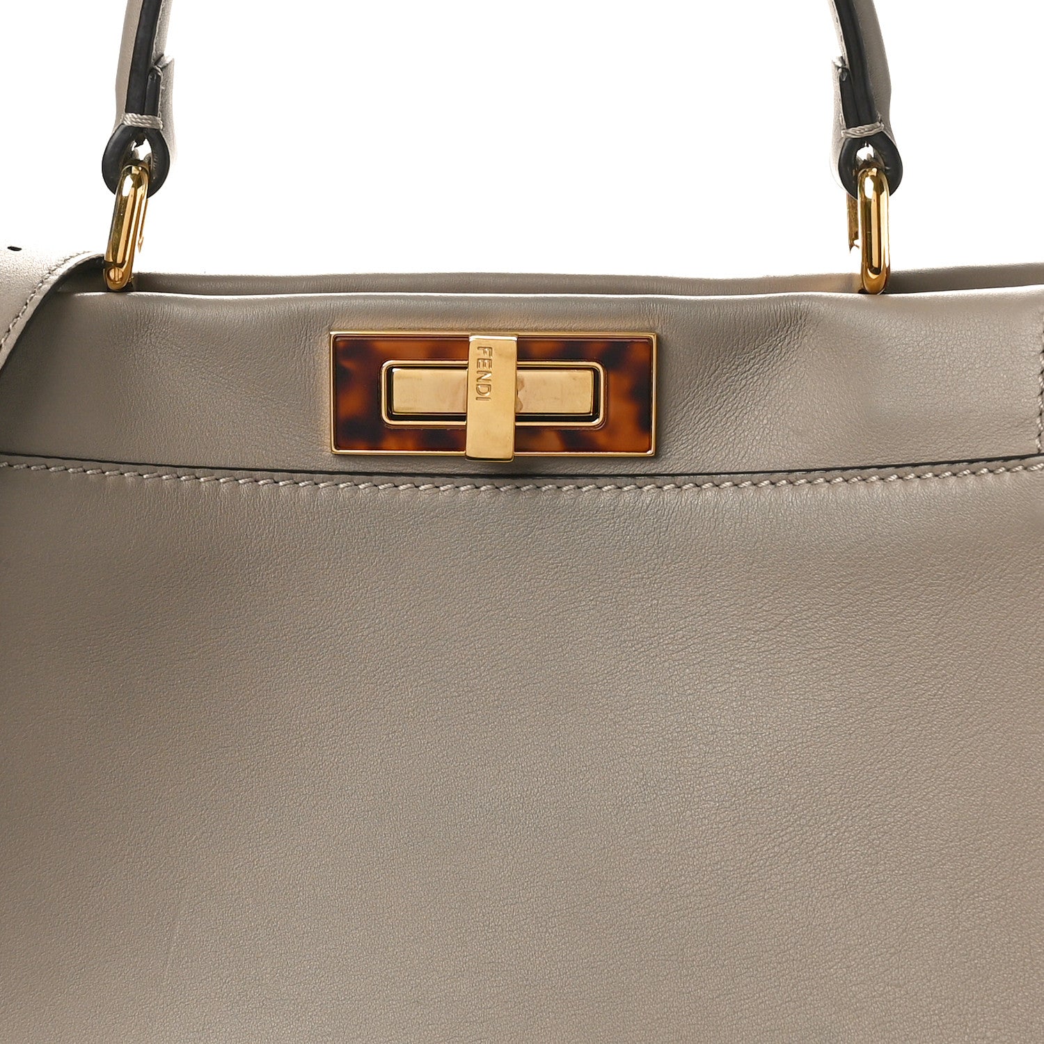 Fendi Vitello Seta Plexiglass Tortoise Medium Peekaboo Iconic Satchel Tortora 7 of 9
