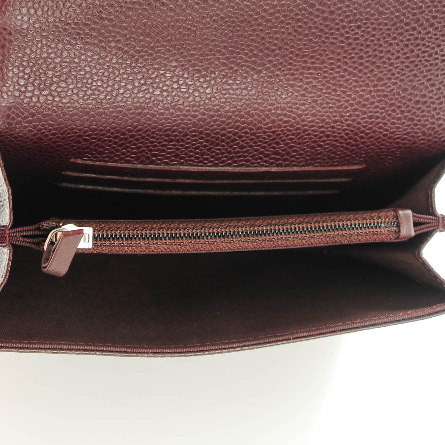 Caviar Quilted Small Flap Wallet Burgundy