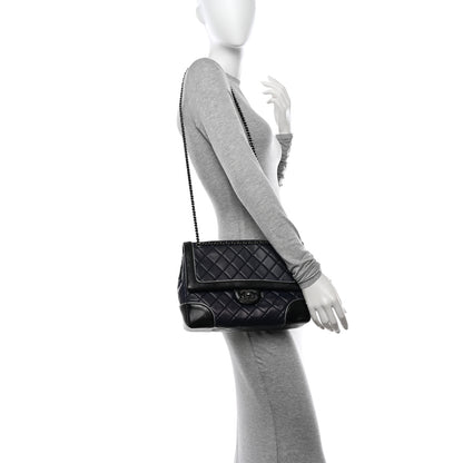 Chanel Calfskin Quilted Bi-Color Jumbo Flap Blue Black 2 of 15