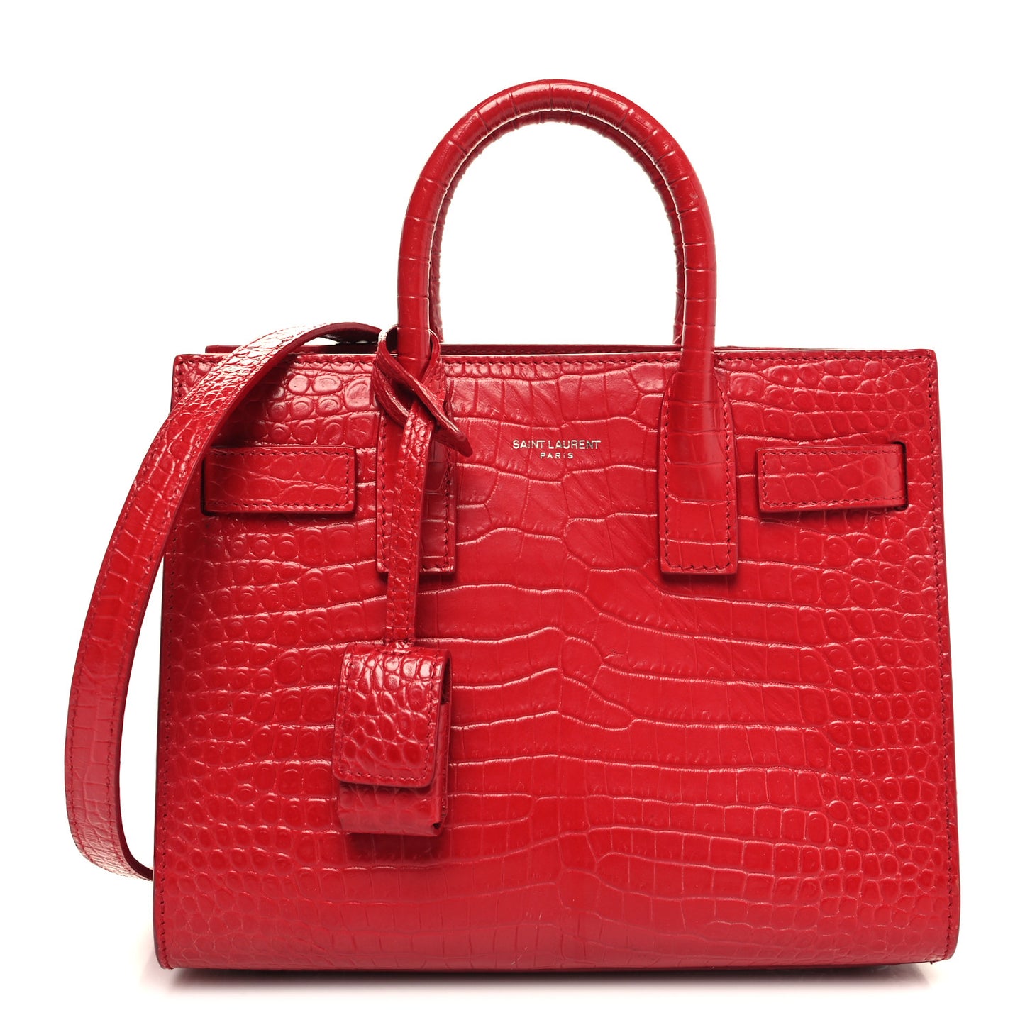 Calfskin Crocodile Embossed Nano Sac De Jour Red