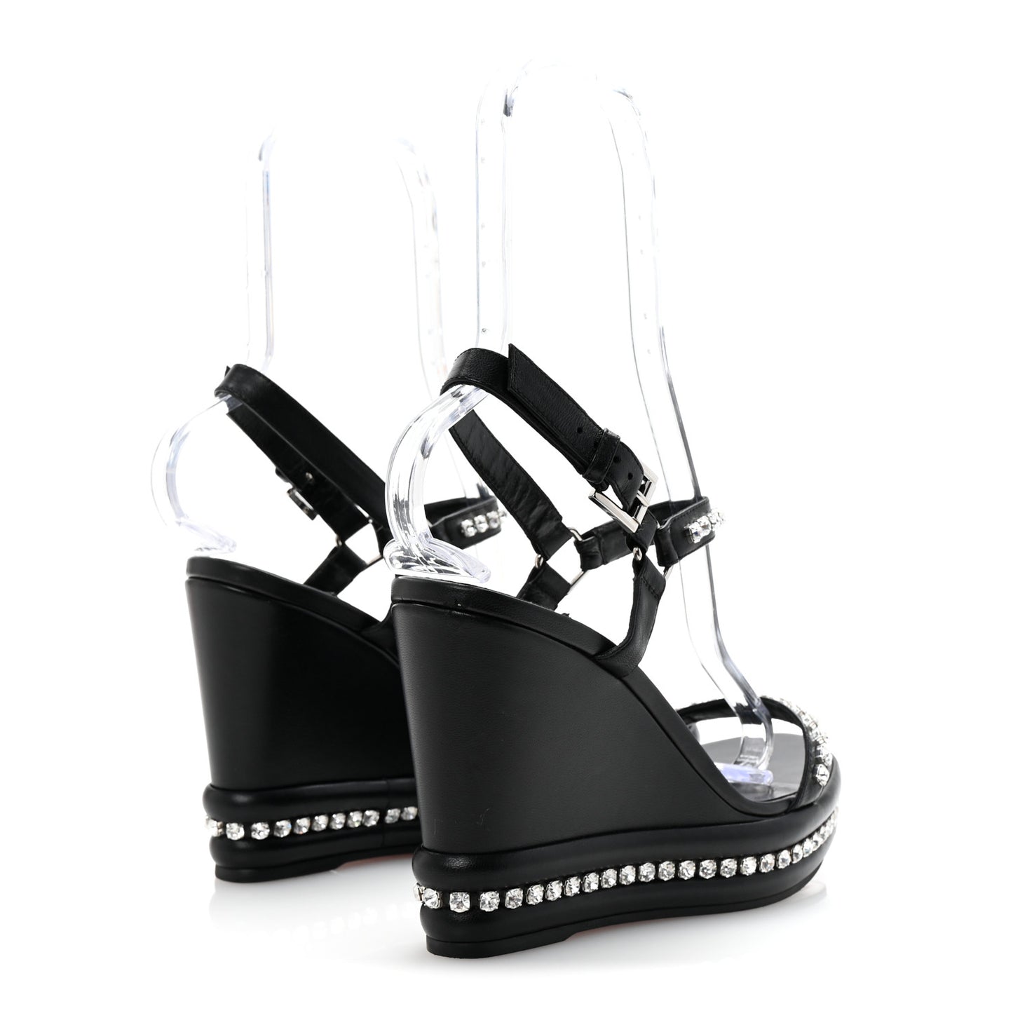 Nappa Crystal Pyrastrass 110 Wedge Sandals 40 Black