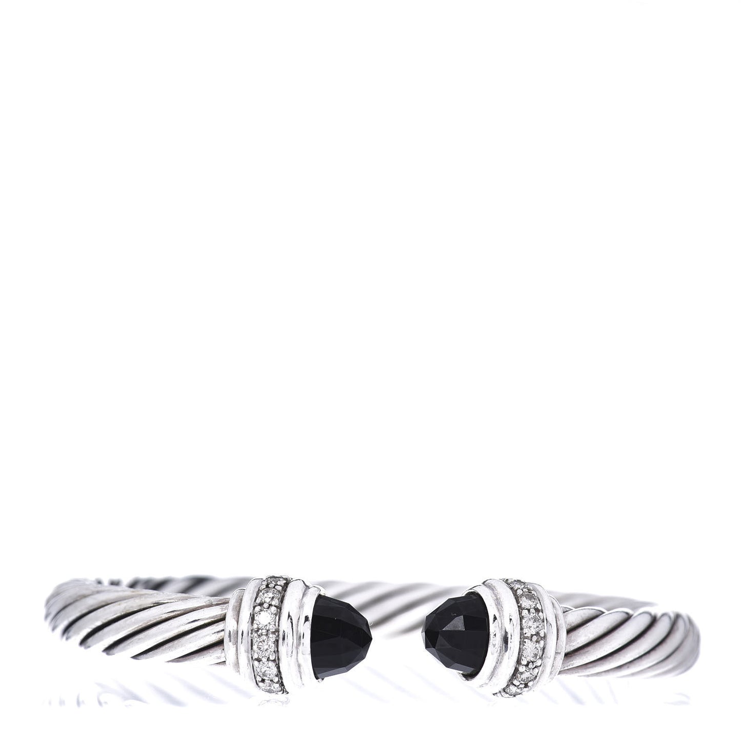 Sterling Silver Diamond Black Onyx 7mm Cable Classics Bracelet