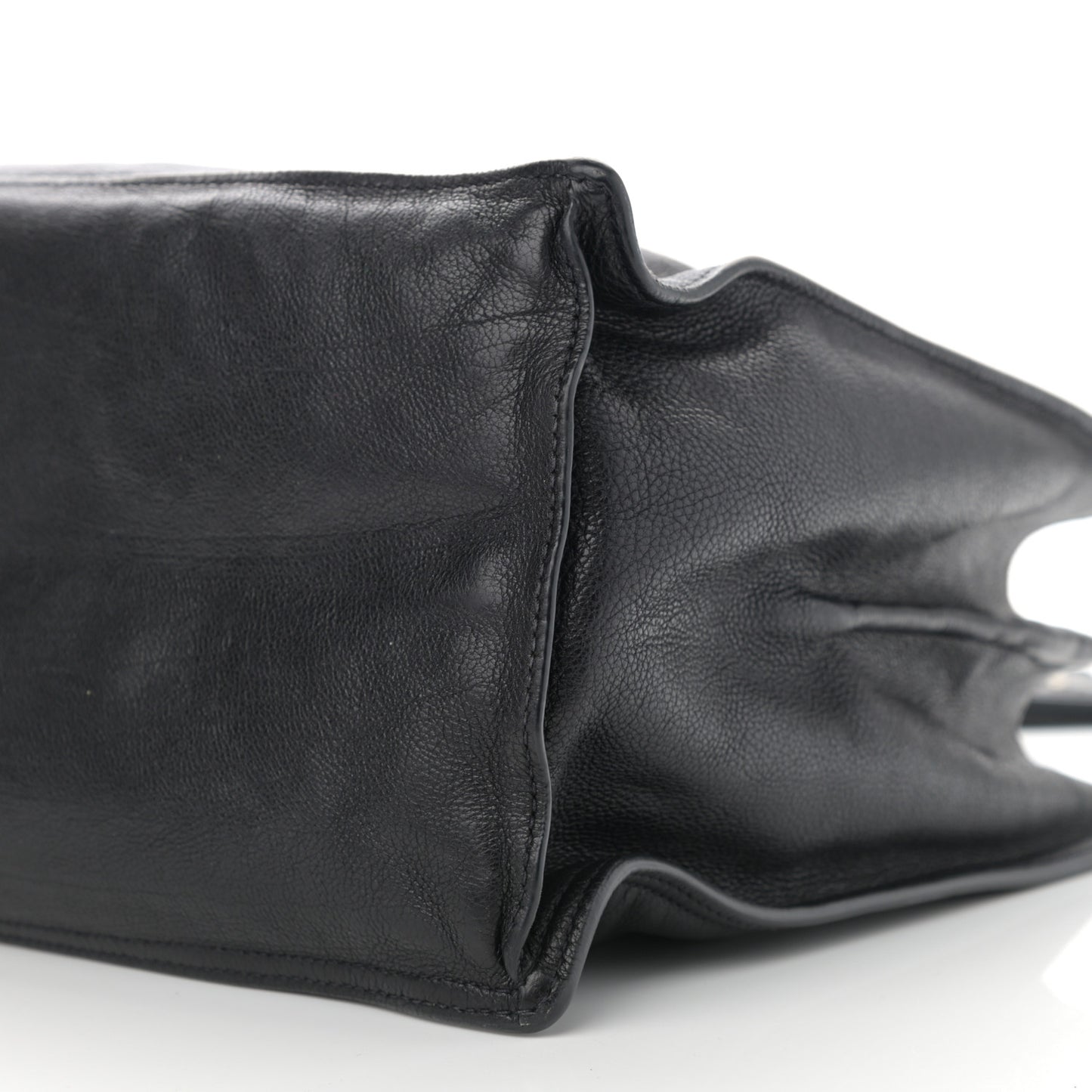 Glace Calfskin Etiquette Shopping Bag Black Astrale