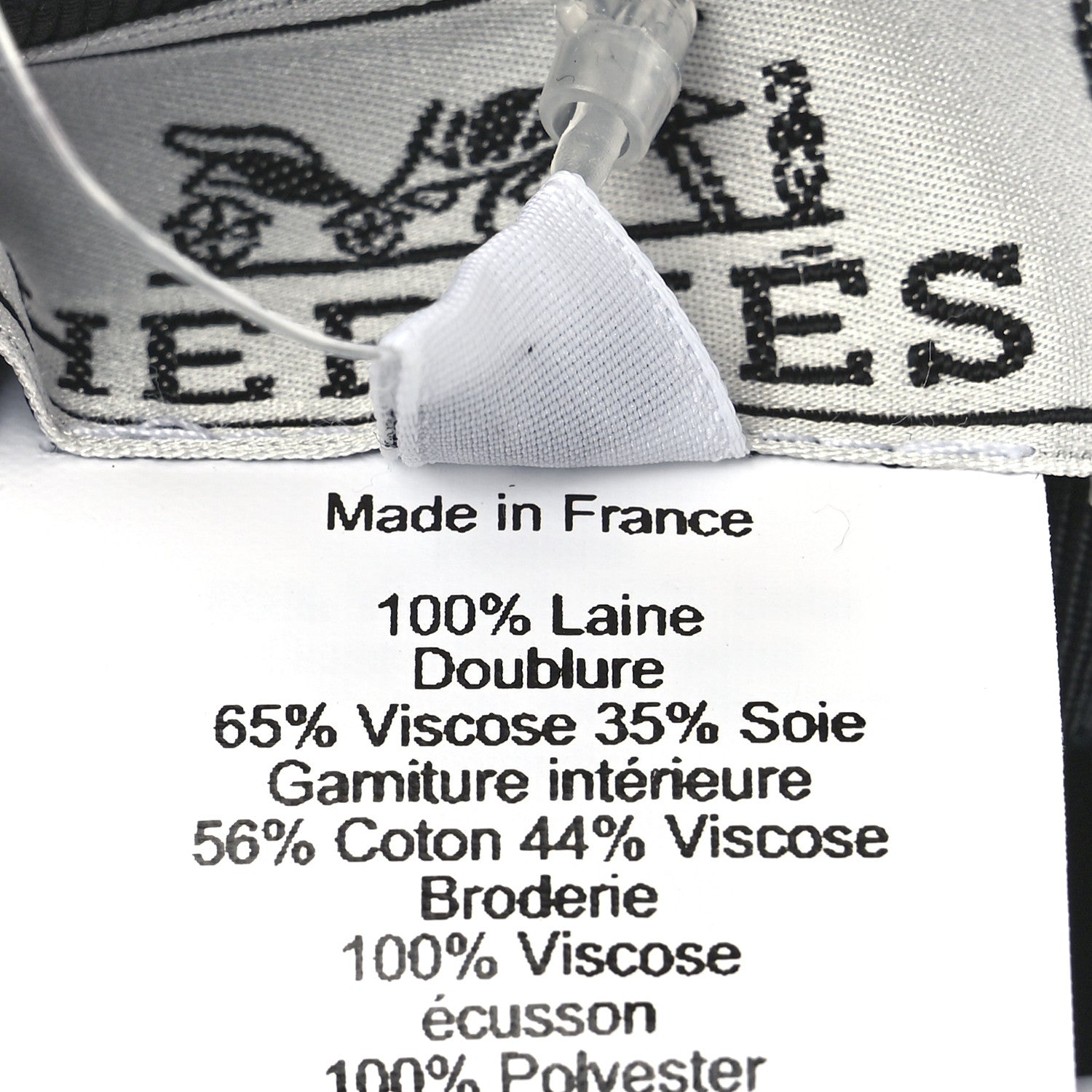 Hermes Wool Flannel Embroidered Womens Cabourg En Finesse Cap 57 Black 8 of 8