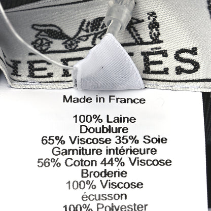 Hermes Wool Flannel Embroidered Womens Cabourg En Finesse Cap 57 Black 8 of 8