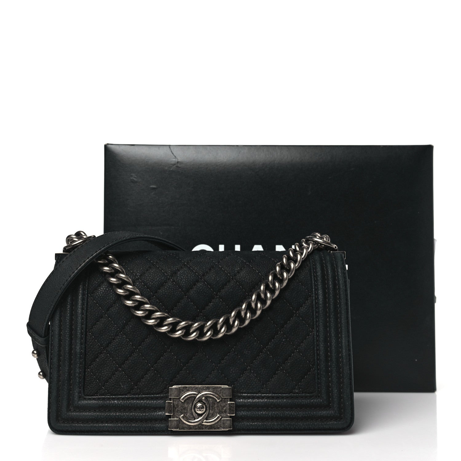 Chanel Bullskin Suede Caviar Quilted Medium Boy Flap Black 11 of 11