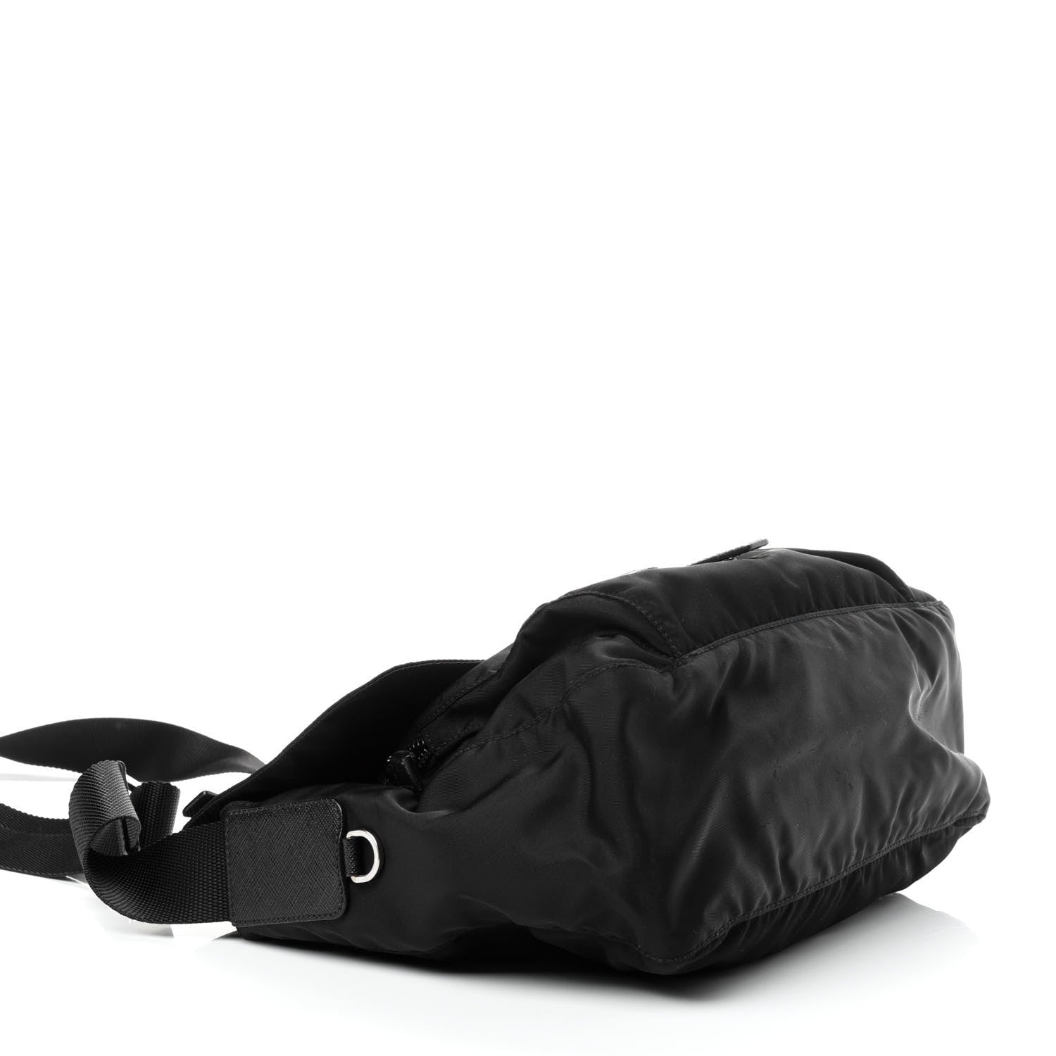 Prada Nylon Vela Saffiano Single Buckle Messenger Shoulder Bag Black 5 of 5