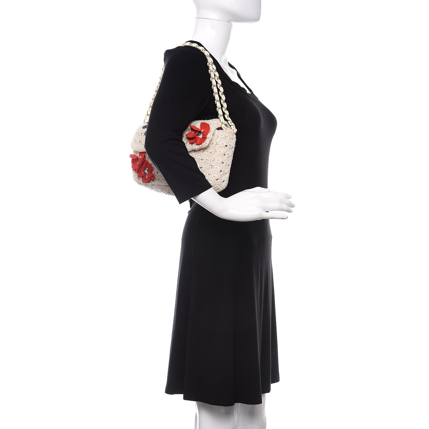 Crochet Camellia Small Flap Ivory