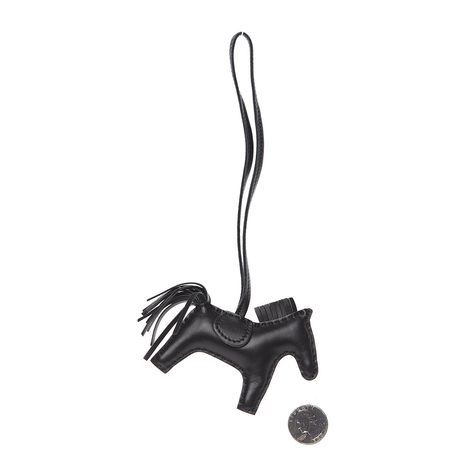 Hermes Milo Lambskin Grigri Rodeo Horse Bag Charm PM So Black 2 of 4