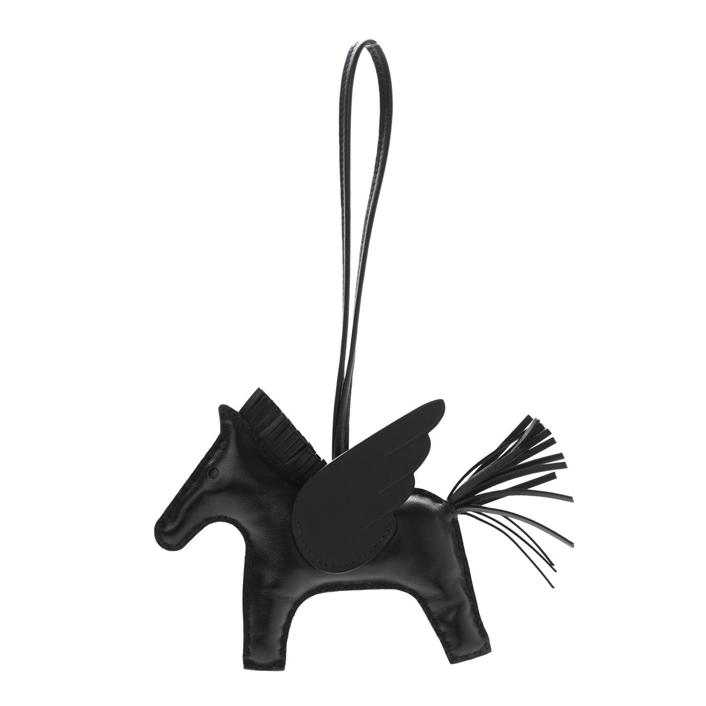 Milo Lambskin Grigri Rodeo Pegase Horse Bag Charm MM So Black