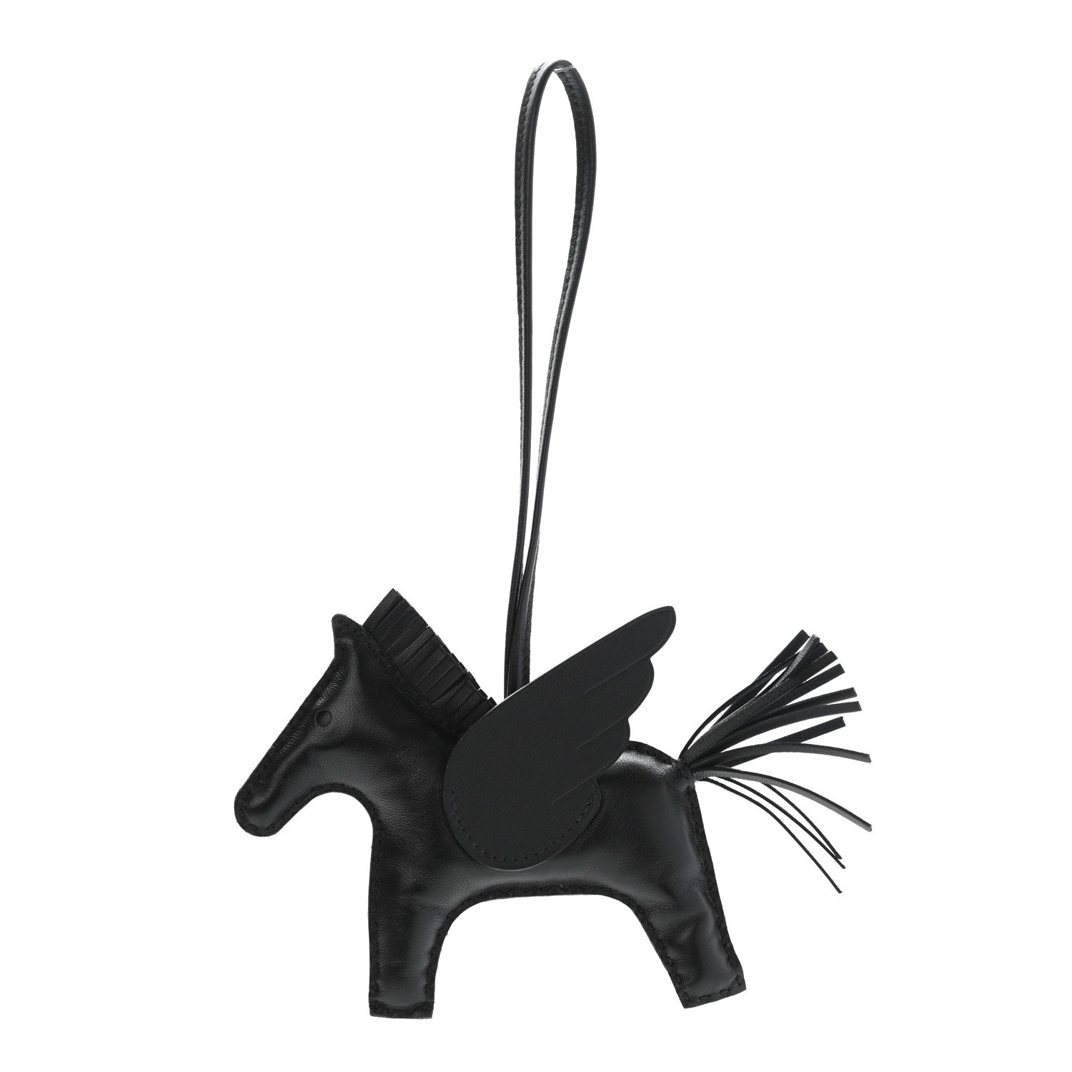 Hermes Milo Lambskin Grigri Rodeo Pegase Horse Bag Charm MM So Black 1 of 4