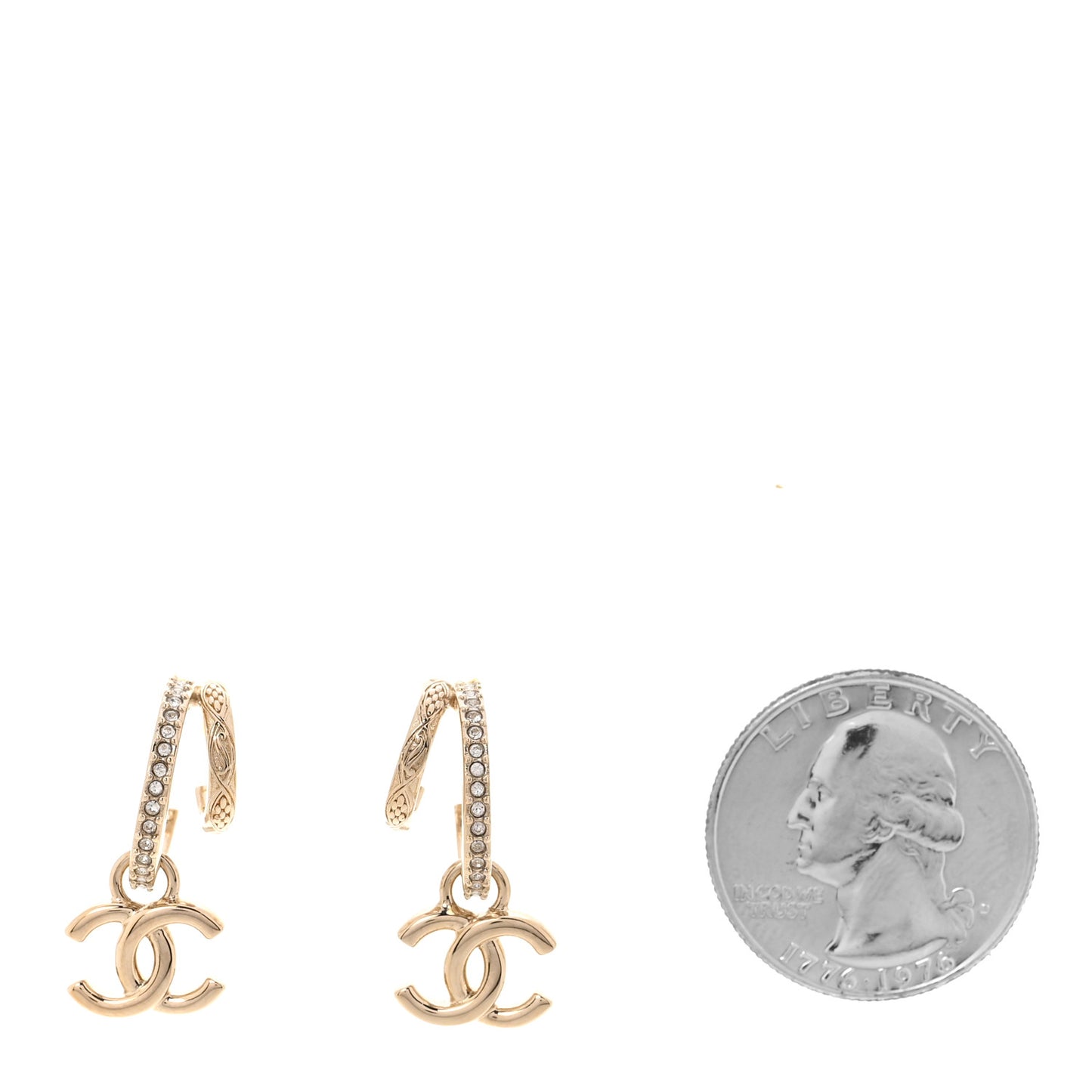 Crystal CC Double Hoop Earrings Gold