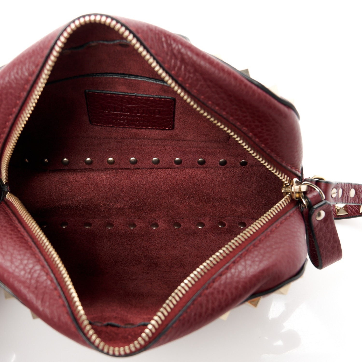 Valentino Garavani Calfskin Rockstud Camera Crossbody Bag Burgundy 5 of 11