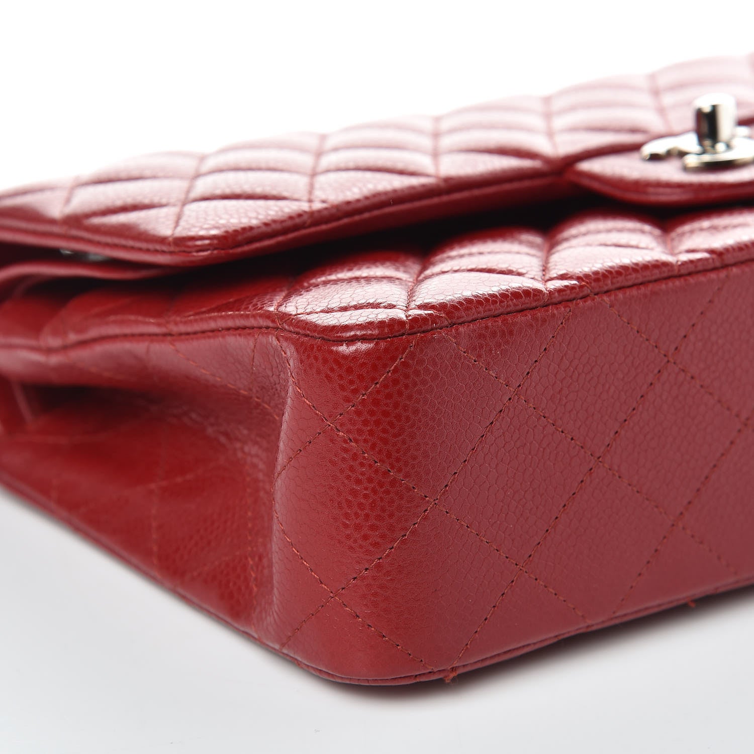 Chanel Caviar Quilted Medium Double Flap Dark Red 8 of 12