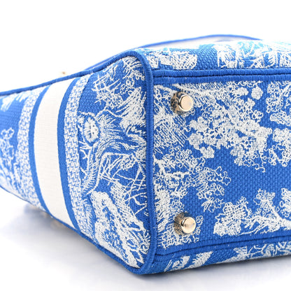 Christian Dior Canvas Toile De Jouy Reverse Embroidered Medium Lady D-Lite Fluorescent Blue 8 of 9