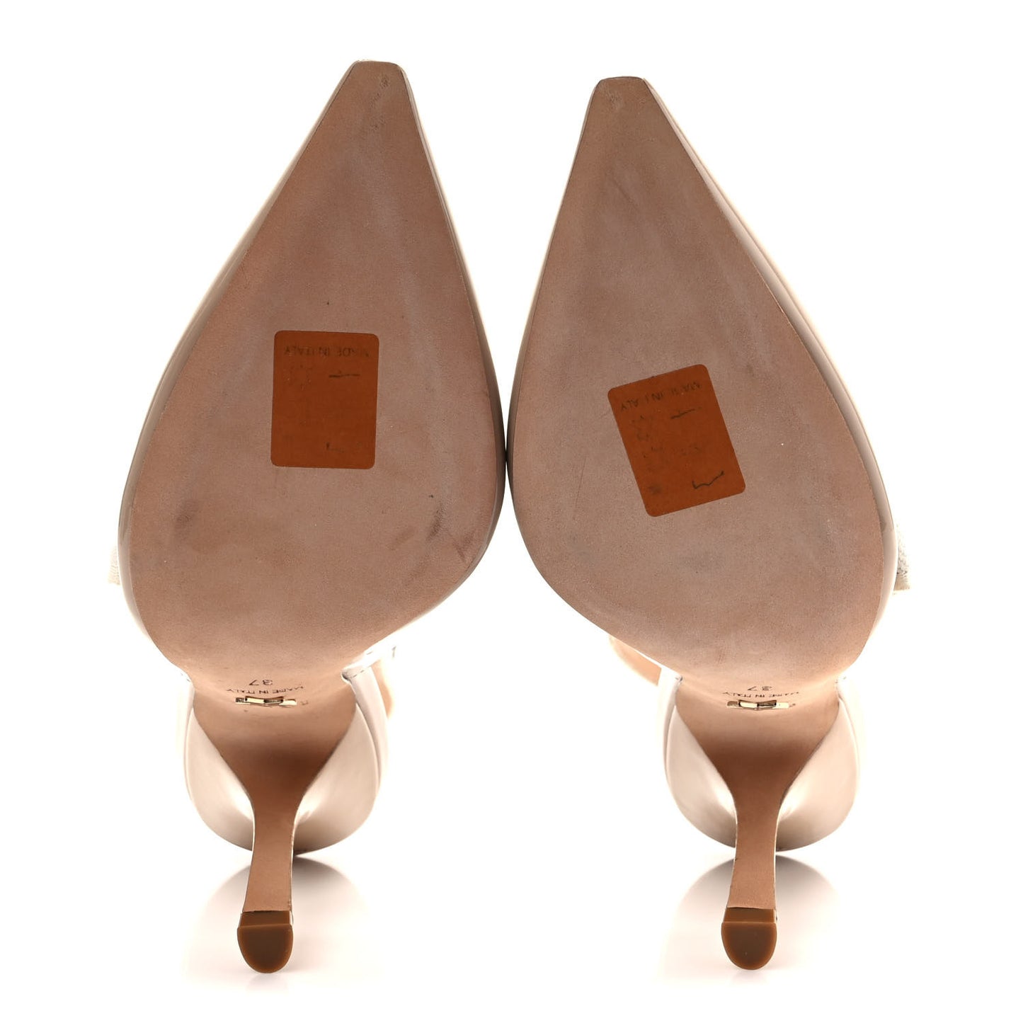 Patent Ribbon J'Adior Slingback 100mm Pumps 37 Nude