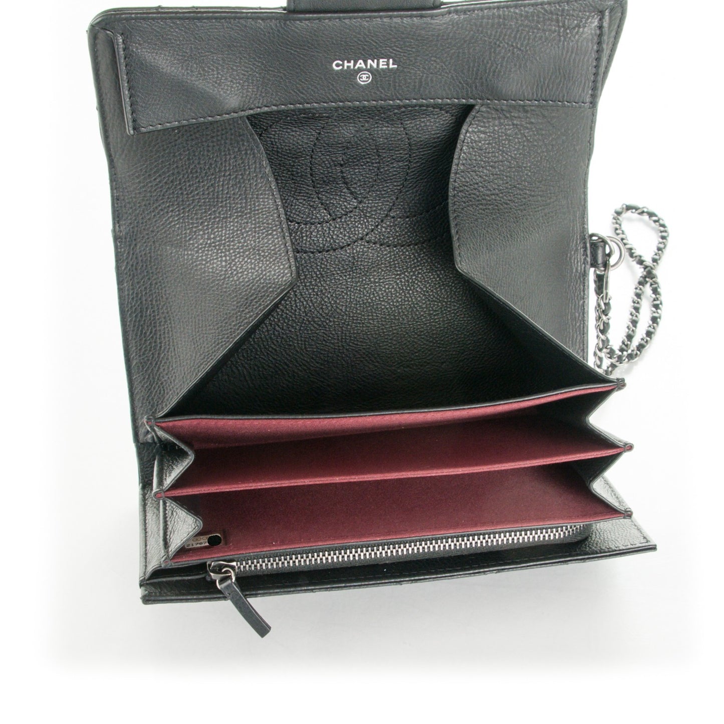 Calfskin Quilted CC Waiter Clutch Clutch With Chain Black