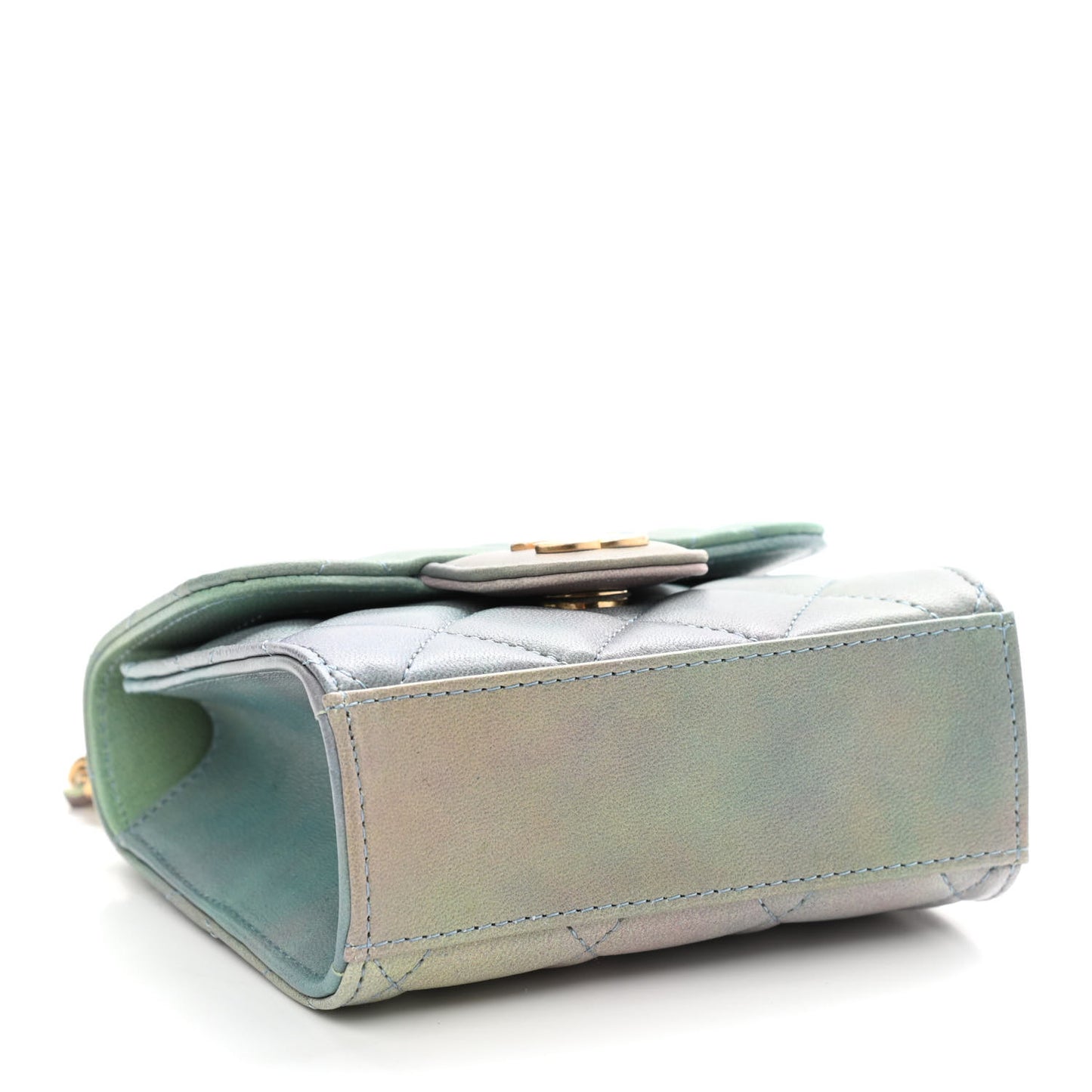 Lambskin Quilted Ombre Top Handle Flap Clutch With Chain Green Purple