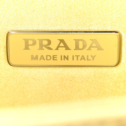 Prada Satin Crystal Metal Triangle Logo Small Double Handle Crossbody Tote Ananas 6 of 10