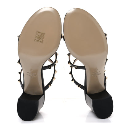 Valentino Garavani Calfskin Rockstud 60mm Caged Slide Sandals 40 Black 7 of 11
