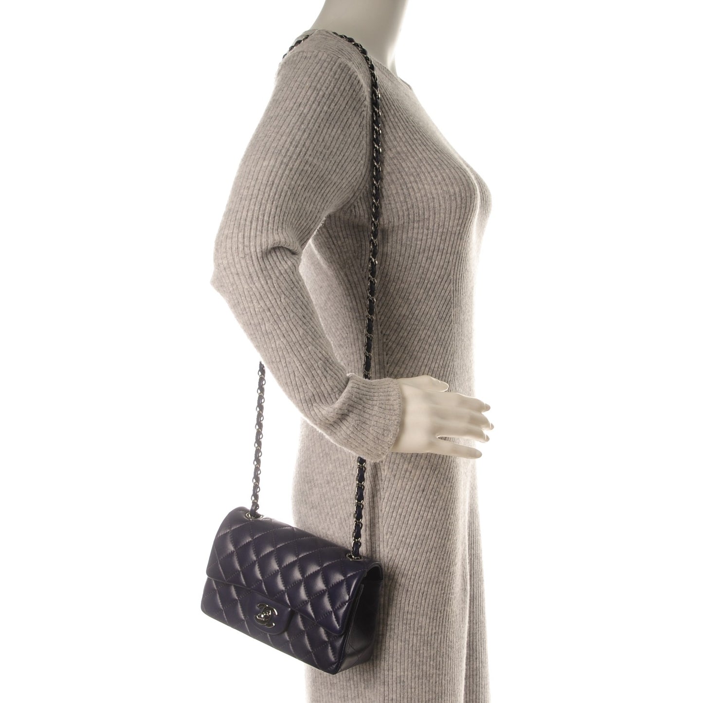Lambskin Quilted Mini Rectangular Flap Dark Purple