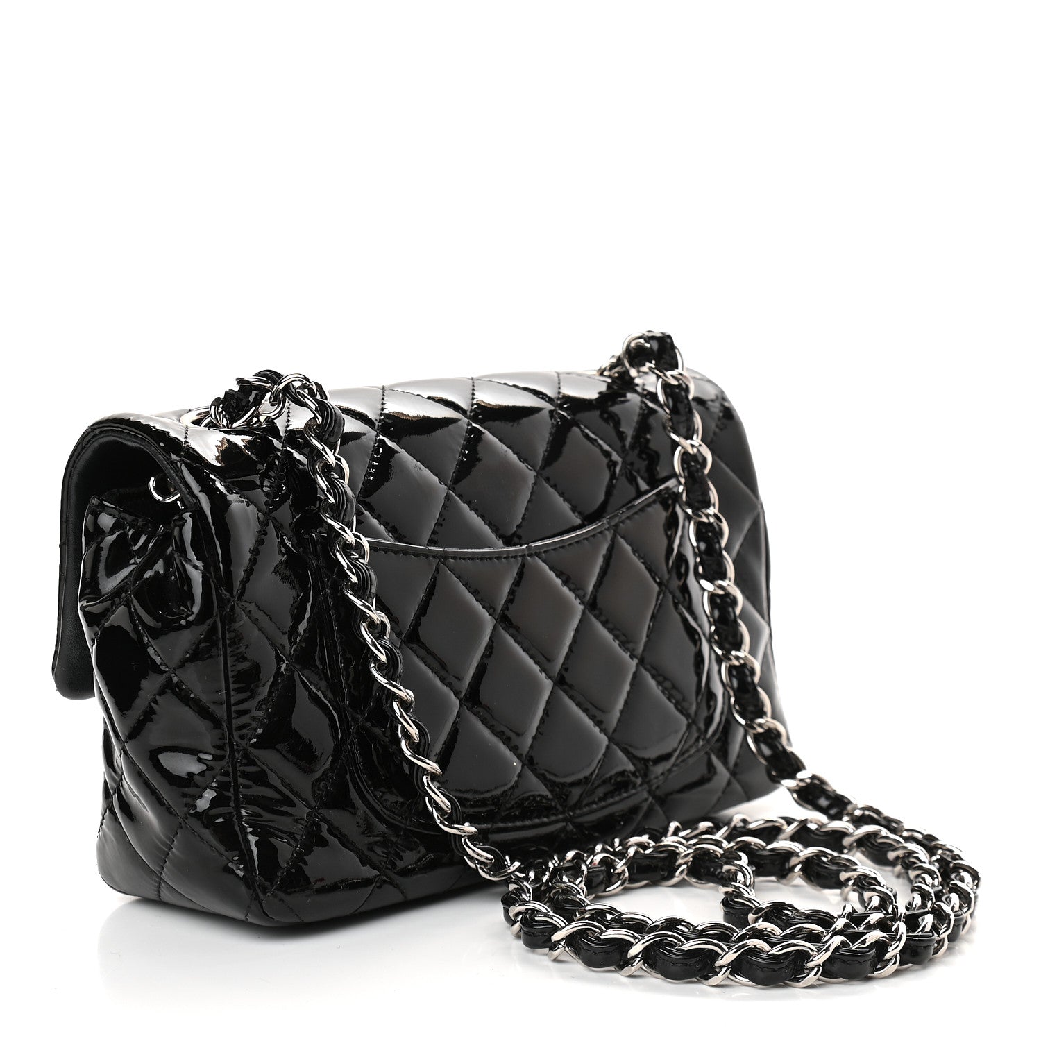 Chanel Patent Calfskin Quilted Mini Rectangular Flap Black 3 of 9