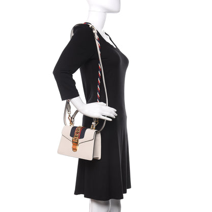 Gucci Calfskin Mini Sylvie Top Handle Bag White 2 of 11